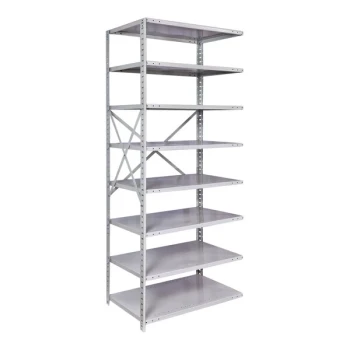Hallowell MedSafe Hi-Tech 48" x 12" x 87" Antimicrobial Steel Open 8-Shelf Medium-Duty Shelving Add-On A4713-12PL-AM