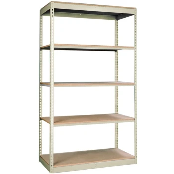 Hallowell 30" x 36" x 84" Tan Single Rivet 5-Shelf Boltless Shelving, No Decking, 1750 lb unit capacity