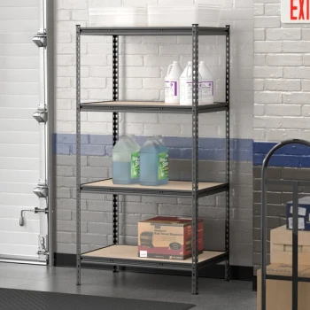 Lavex 24" x 36" Black Z-Beam Particle Board Shelf for 4-Shelf Boltless Shelving Units - 4/Case