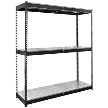 Hallowell 48" x 48" x 84" Black Double Rivet 3-Shelf Boltless Shelving with EZ-Deck Decking, 2760 lb unit capacity