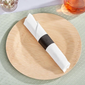 Choice 15 3/4" Square White 2-Ply 1/4 Fold WrapNap Dinner Napkin with Black Self-Adhering Paper Napkin Band - 2,750/Case