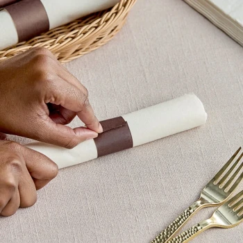Choice Brown Self-Adhering Customizable Paper Napkin Band - 20,000/Case