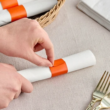 Choice Orange Self-Adhering Paper Napkin Band - 20,000/Case