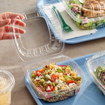 Choice 6" x 6" x 3" Clear Hinged PET Plastic Clamshell Container - 500/Case