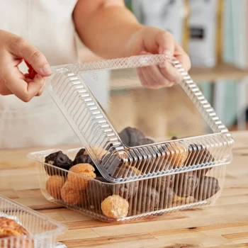 Polar Pak 8 1/4" x 7 3/4" x 3 1/2" Clear Plastic Rectangular Hinged Container - 200/Case