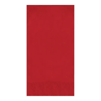 Creative Converting 12 3/4" x 16" Classic Red 2-Ply 1/6 Fold Guest Towel / Buffet Napkin - 600/Case