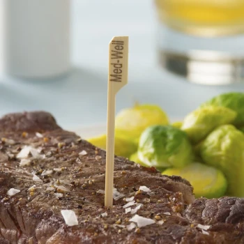EcoChoice Compostable 3 1/2" Bamboo "Medium Well" Meat Marker - 1,000/Case