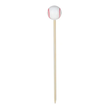Pick On Us 4 3/4" Baseball Bamboo Food / Cocktail Pick - 100/Case