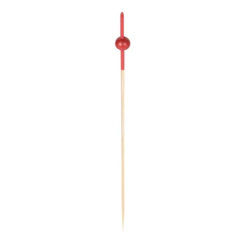 Pick On Us 4 3/4" Red Beaded Bamboo Food / Cocktail Pick - 100/Case