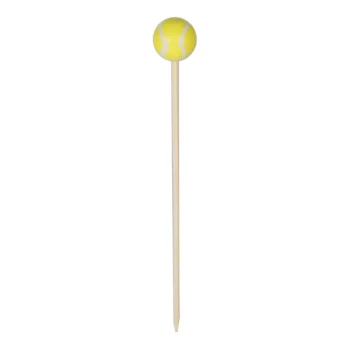 Pick On Us 4 3/4" Tennis Ball Bamboo Food / Cocktail Pick - 100/Case