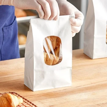 Bagcraft 1 lb. White Stand-Up Bakery Bag with Window and Tin Tie Closure - 500/Case