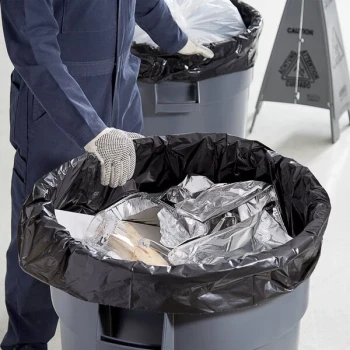 Lavex Hercules 56 Gallon 2 Mil 44" x 55" Low-Density Heavy-Duty BlackCan Liner / Trash Bag - 50/Case