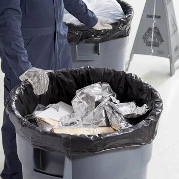 Lavex Hercules 56 Gallon 1.8 Mil 43" x 48" Low-Density Heavy-Duty Black Can Liner / Trash Bag - 100/Case