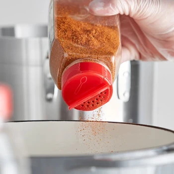 53/485 Red Dual-Flapper Induction-Lined Spice Lid with 13 Holes - 850/Case