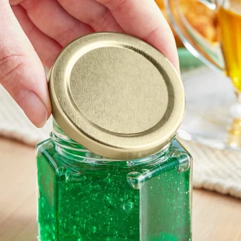 58 Lug Gold Metal Lid with Plastisol Liner - 1,600/Case