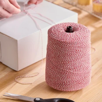 Baker's Lane Red and White Variegated Polyester Cotton Blend Baker's Twine 2 lb. Cone