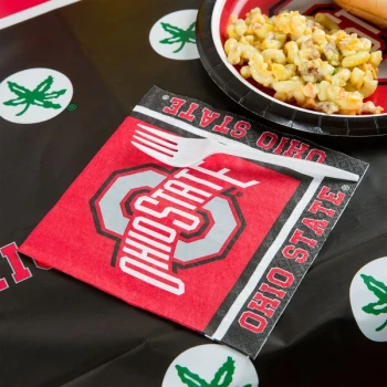 Creative Converting 318562 Ohio State University 2-Ply 1/4 Fold Luncheon Napkin - 240/Case