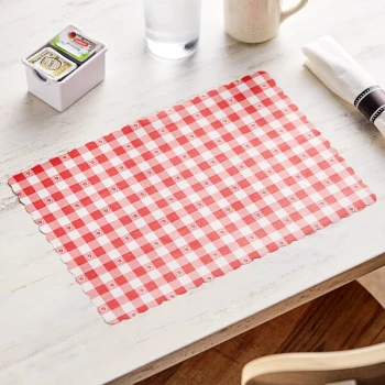 Choice 10" x 14" Red Gingham Colored Paper Placemat - 1,000/Case