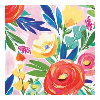 Creative Converting Fragrant Floral 12 7/8" x 12 7/8" Square 2-Ply 1/4 Fold Paper Luncheon Napkin - 192/Case