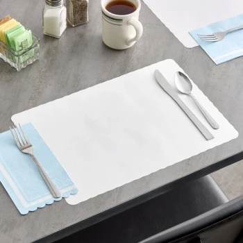 Choice 10" x 14" Customizable White Paper Placemat with Scalloped Edge - 1,000/Case
