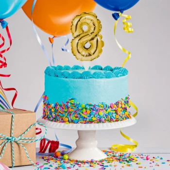 Creative Converting 331864 9" Gold "8" Balloon Cake Topper