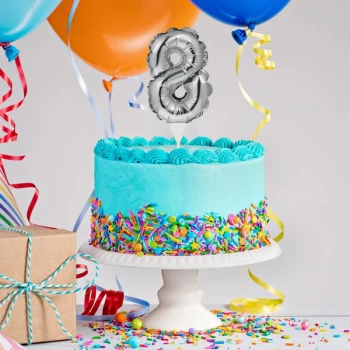 Creative Converting 337506 9" Silver "8" Balloon Cake Topper
