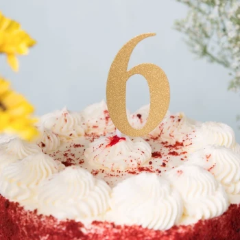 Creative Converting 324548 Gold Glitter "6" Cake Topper - 12/Case