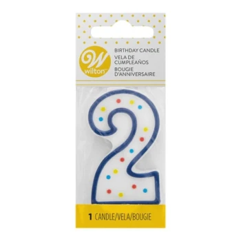 Wilton Blue Polka Dot "2" Candle