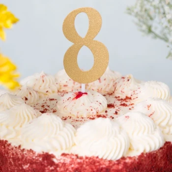 Creative Converting 324550 Gold Glitter "8" Cake Topper - 12/Case