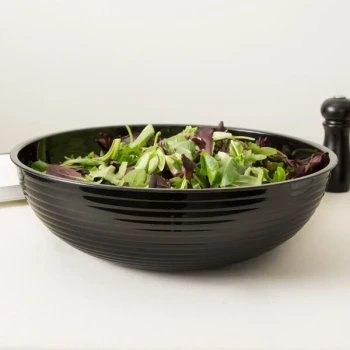 Cambro RSB15CW110 11.2 Qt. Black Camwear® Round Ribbed Bowl