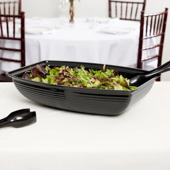 Cambro RSB1419CW110 12 Qt. Black Camwear® Rectangular Ribbed Bowl