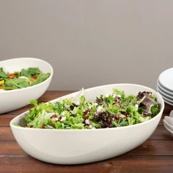 GET B-192-AW Osslo 6 Qt. Ivory (American White) Oval Melamine Bowl - 3/Case