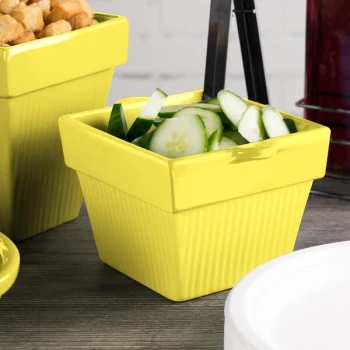 TableCraft CW1460Y 1.5 Qt. Yellow Cast Aluminum Square Condiment Bowl