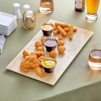 Acopa 18" x 10" Light Oak Faux Wood Melamine Serving Board
