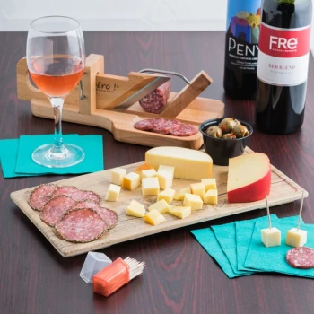 GET SB-1472-OW Madison Avenue / Granville 14" x 7" Melamine Faux Oak Wood Charcuterie Serving Board