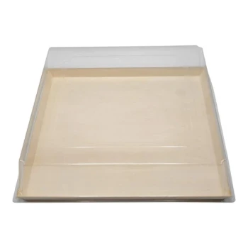 VerTerra 12" x 12" x 4 1/2" Balsa Wood Tray with Lid - 25/Case