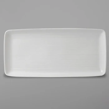 Dudson EP356 Evo 14" x 6 1/2" Matte Pearl Rectangular Stoneware Platter by Arc Cardinal - 8/Case