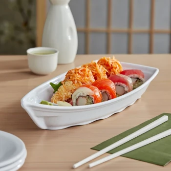 Acopa Biru 12" x 5 7/16" Melamine Sushi Boat - 12/Case