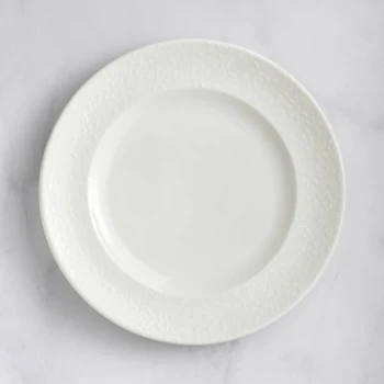 RAK Porcelain Blossom 11" Ivory Embossed Wide Rim Porcelain Flat Plate - 12/Case