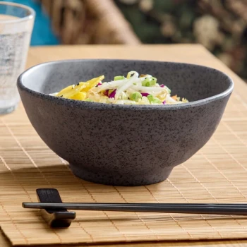 Acopa Cavern 24 oz. Dark Gray Round Melamine Bowl - 12/Case