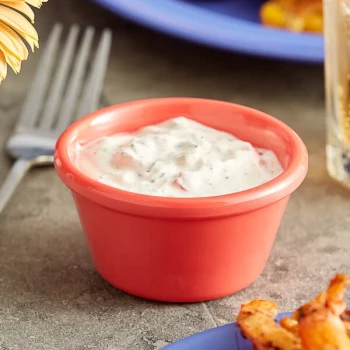 Acopa Foundations 4 oz. Orange Smooth Melamine Ramekin - 12/Case