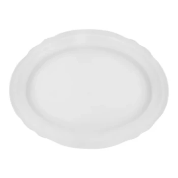 Arcoroc Athena 10 1/4" x 7 3/4" White Scalloped Porcelain Oval Platter by Arc Cardinal - 12/Case