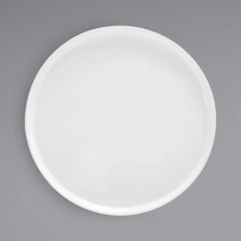Front of the House Soho 14" Bright White Round Porcelain Platter with Raised Rim - 2/Case