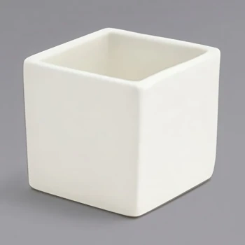 Front of the House Catalyst 3 oz. European White Square Porcelain Ramekin - 12/Case