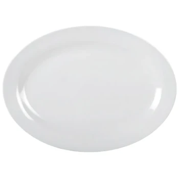Thunder Group 2009TW Imperial 9" x 6 5/8" White Oval Mid Rim Melamine Platter - 12/Pack