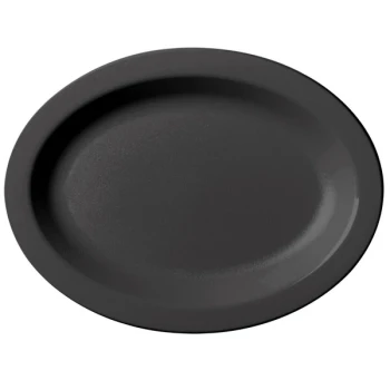 Cambro 120CWP110 Camwear® 12" x 9" Black Narrow Rim Polycarbonate Platter - 24/Case