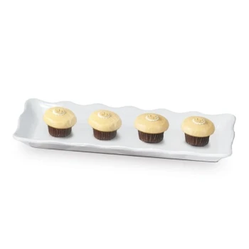 GET ML-128-W Bake and Brew 13 1/2" x 5 1/4" White Melamine Rectangular Display Tray - 12/Pack