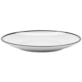 GET Settlement Bistro 8" White Enamelware Round Melamine Coupe Plate with Black Trim - 48/Case