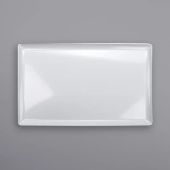 GET CS-1812-W Midtown 18" x 11" White Glazed White Rectangular Coupe Melamine Platter - 3/Case
