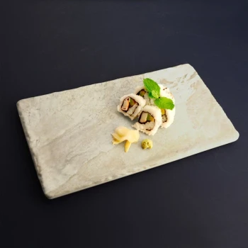 Elite Global Solutions B1275RC-SDST Santiago 12 3/4" x 7" Sandstone Rectangular Tray - 6/Case